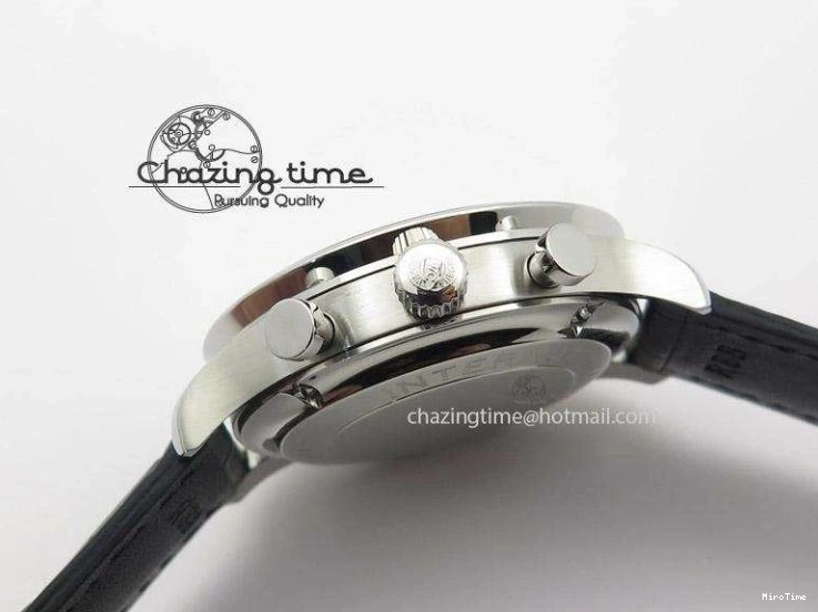 MIROTIME 0509 Minimalist Portuguese 40mm Chrono SS Black Dial On Black Leather Strap A 7382